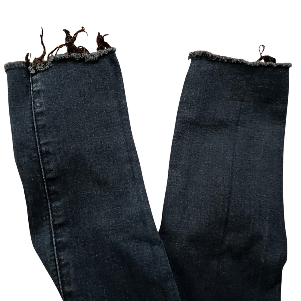 Free People High Waisted Dark Wash Denim Jeans Cut Off Raw Hem‎ Size M - Picture 3 of 5